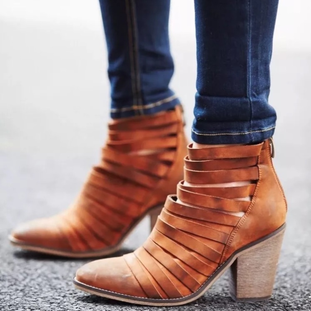 Free People Hybrid Strappy Leather Ankle Boot 41